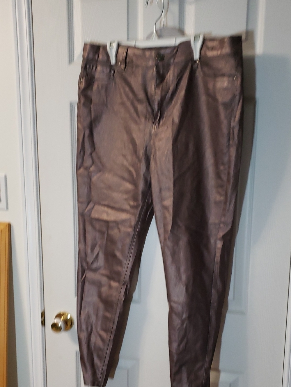 Women's Metallic Brown High-Rise Pants